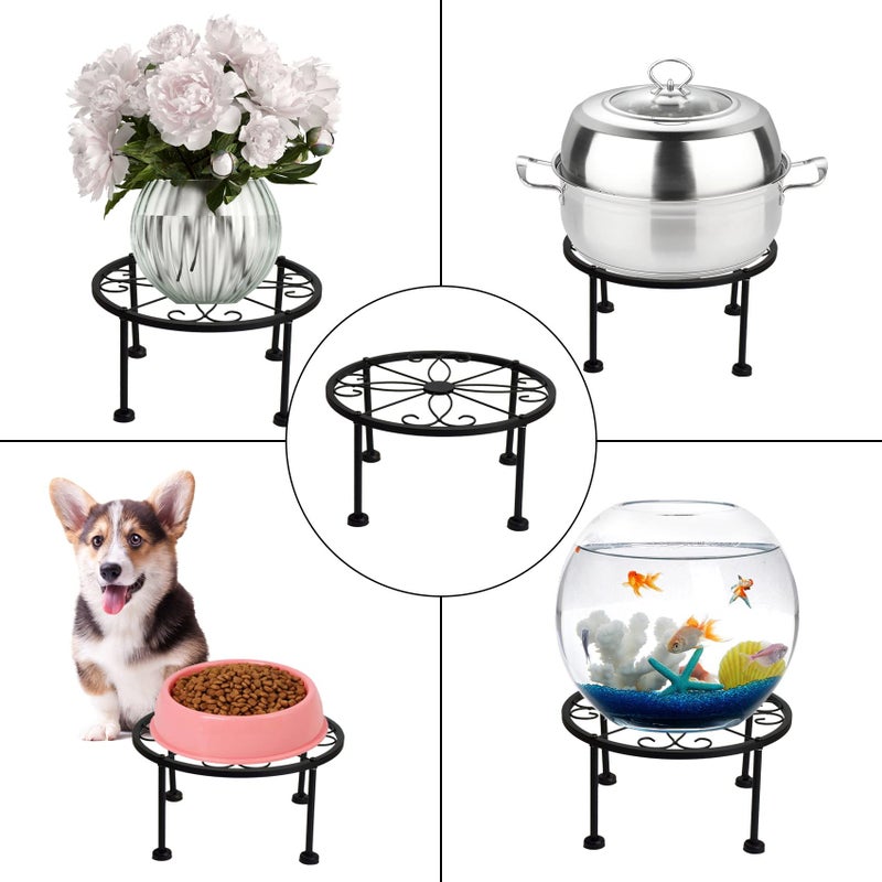 CREHODEC 2 Pack 9 Inches Metal Plant Stand Outdoor Indoor  Flower Pot Planter Holder  Rustproof Iron Stands Perfect for Beverage Dispenser  Balcony  Garden  Patio  Porch  Heavy Duty Garden Container - Image 2